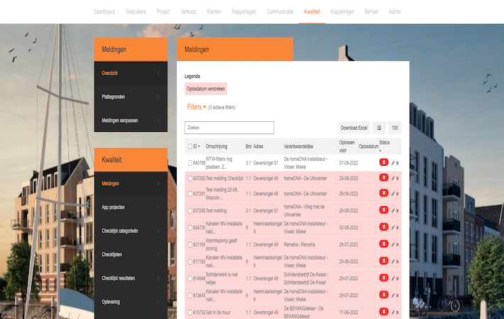 Interface module Bouwkwaliteit kwaliteit meldingen | homeDNA